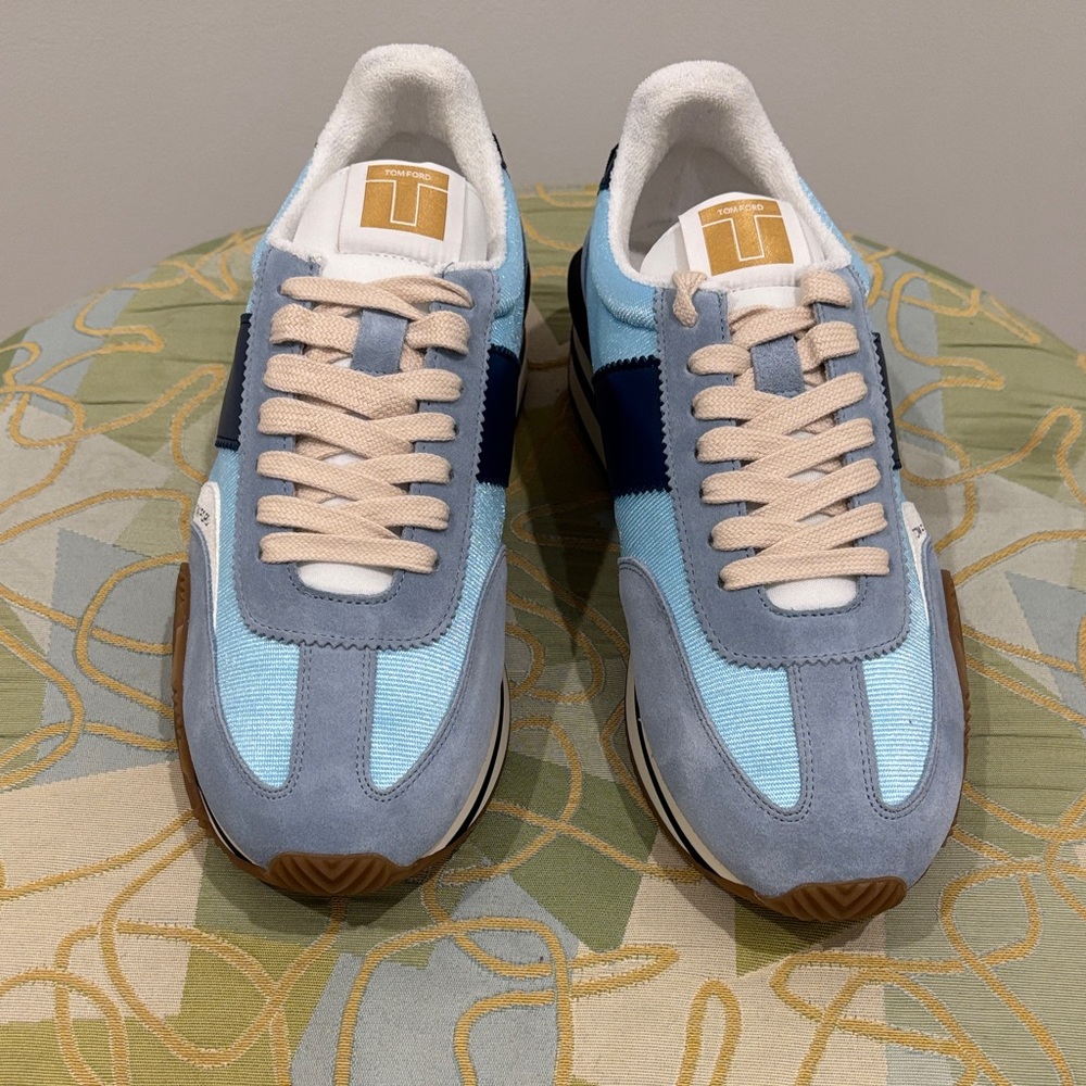 Tom Ford Light Blue and Gray Sneakers
